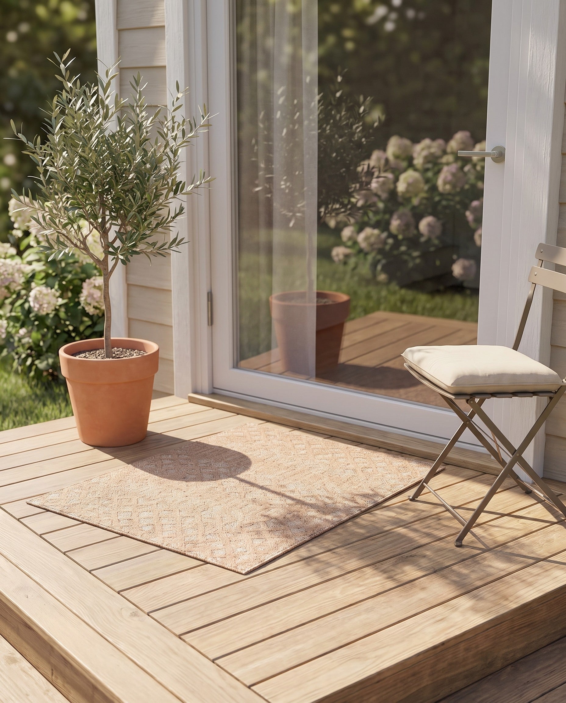 2' x 3' Easy-Clean Trellis Textured Indoor / Outdoor Rug
