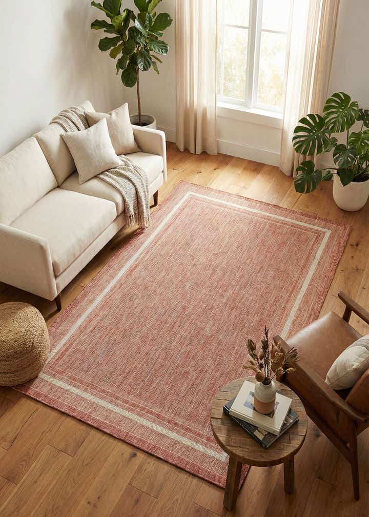 5' 3 x 8' Easy-Clean Border Indoor / Outdoor Rug
