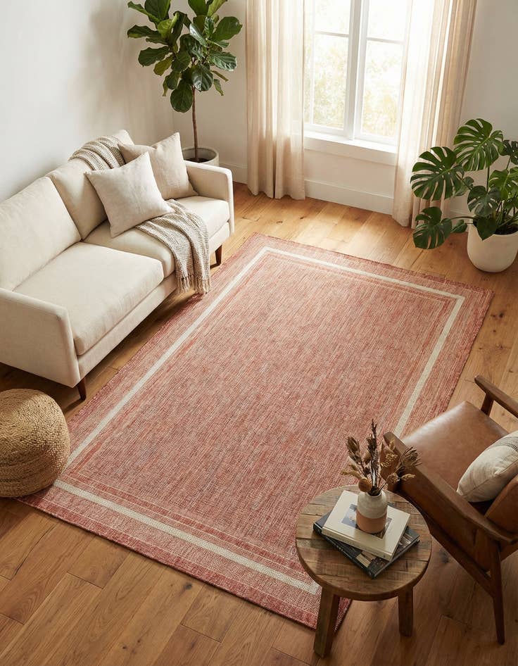 Detail image of 5' 3 x 8'  Washable Border Indoor / Outdoor Rug