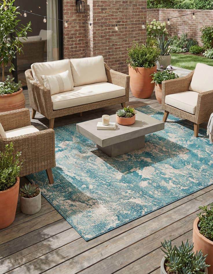 Detail image of 5' x 7'  Washable Modern Indoor / Outdoor Rug