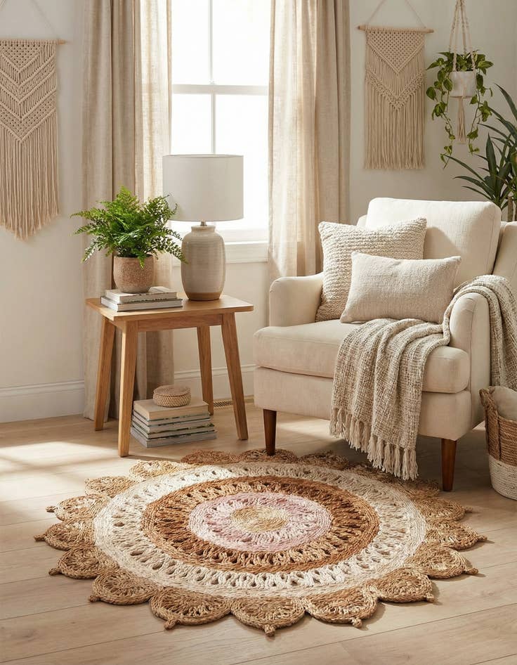 Detail image of 3' 1 x 3' 1  Hand Braided Jute Round Rug