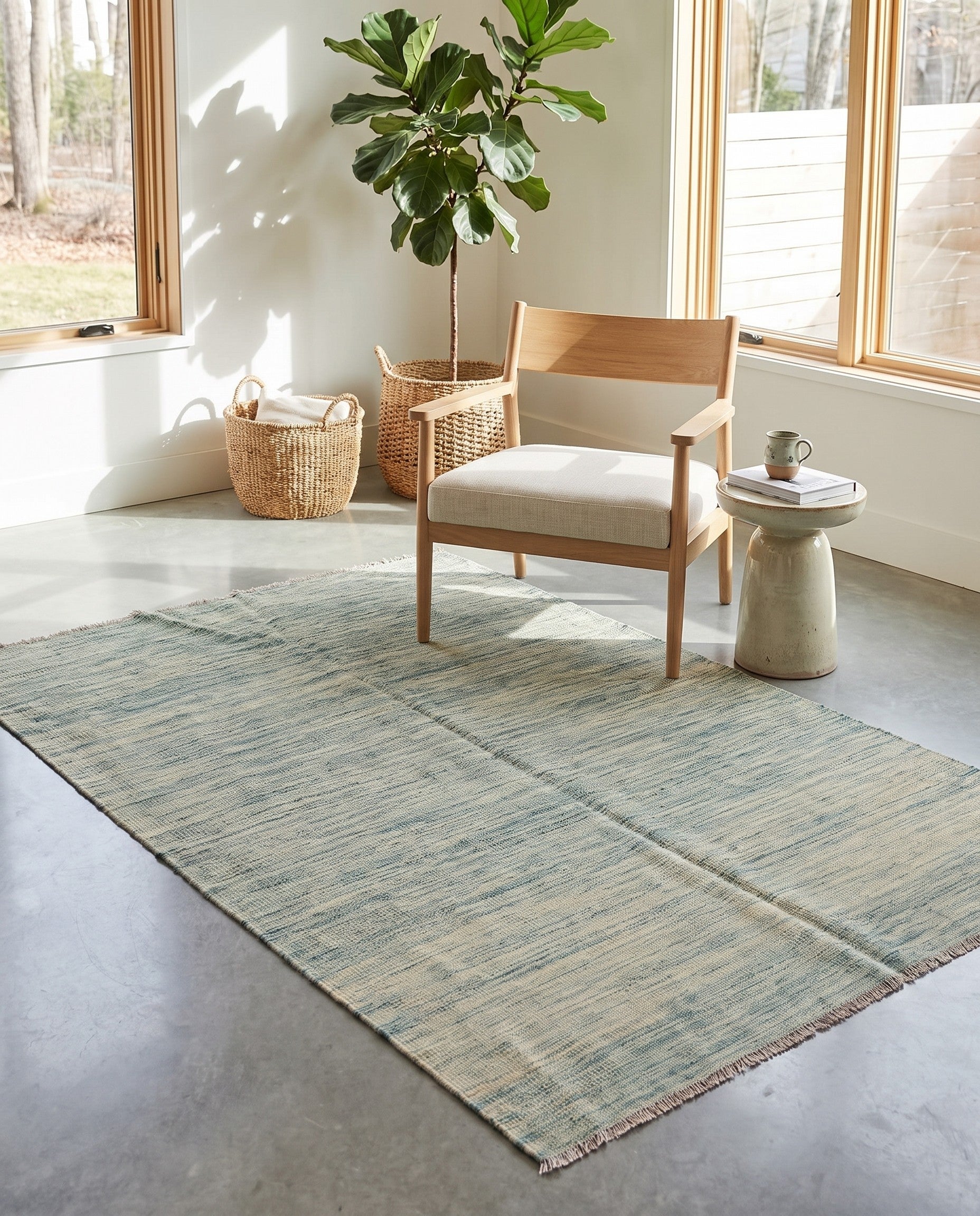 4' 1 x 6' 2 Hand Woven Kilim Modern Wool Rug