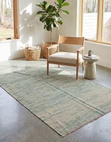 4' 1 x 6' 2 Hand Woven Kilim Modern Wool Rug