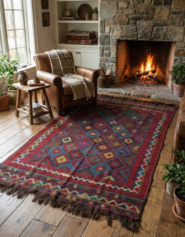 4' 8 x 8' 1 Hand Woven Kilim Fars Wool Rug