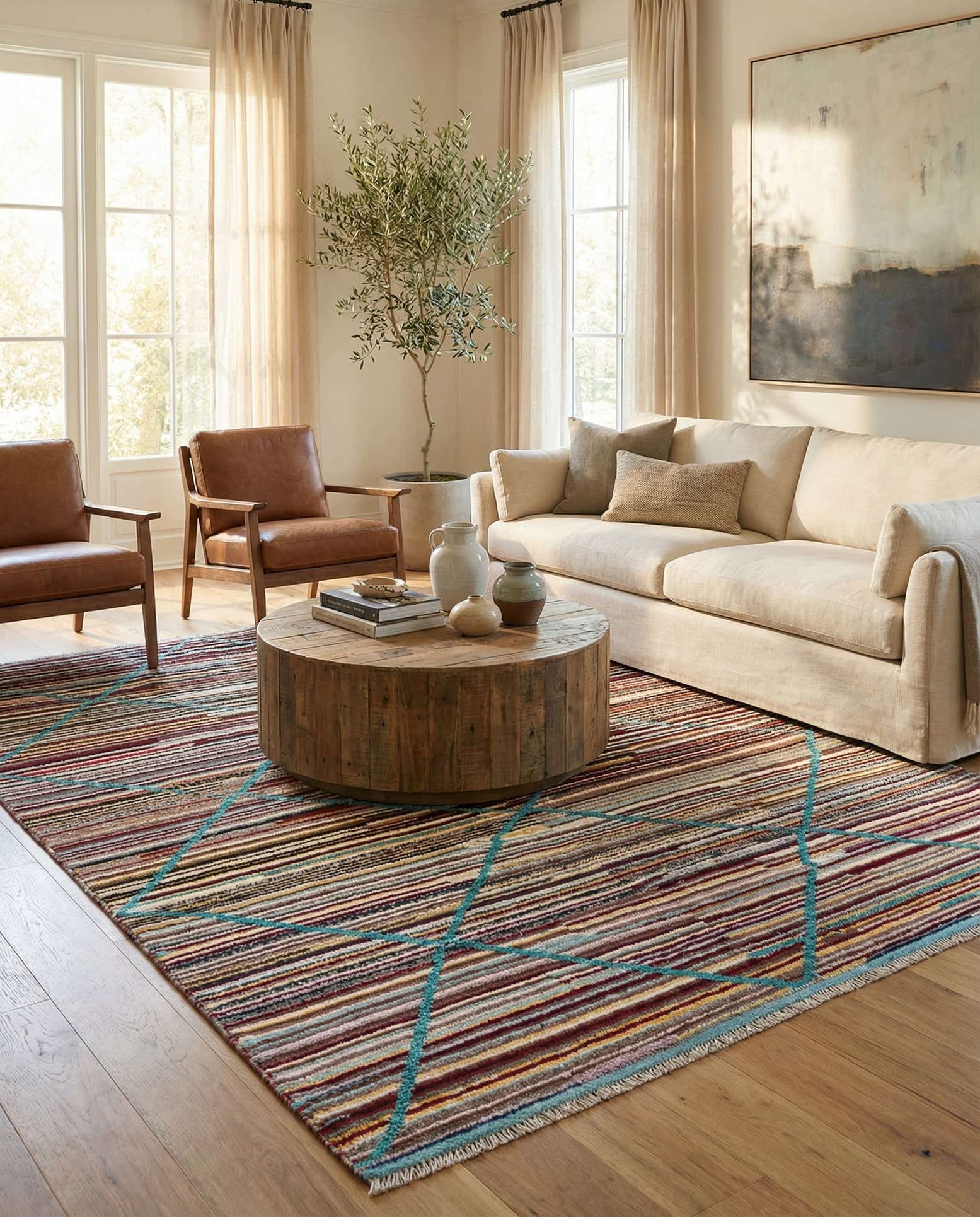 6' x 9' 2 Hand Knotted Moroccan Wool Rug