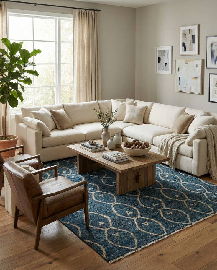 Detail image of 5' 8 x 7' Hand Knotted Darya Wool Rug