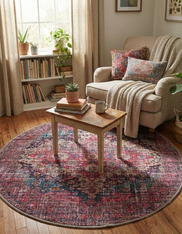 4' x 4' Washable Mangata Round Rug