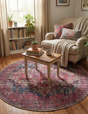 4' x 4' Washable Mangata Round Rug