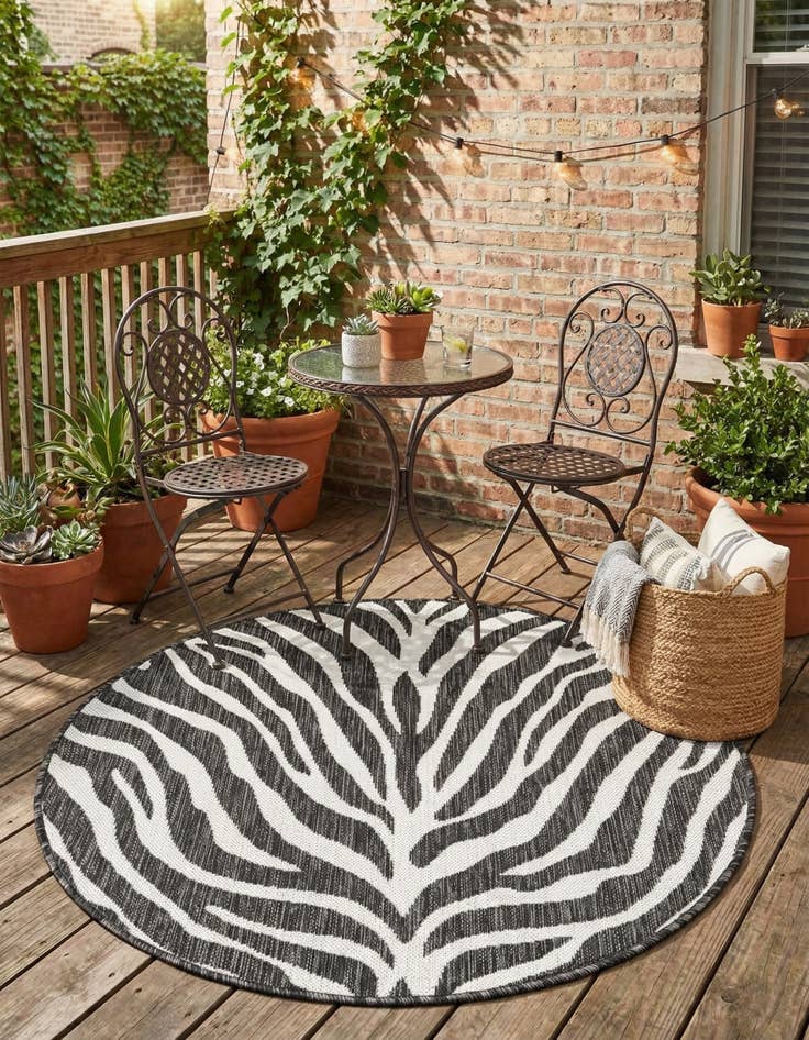 Detail image of  3' x 3'  Washable Safari Indoor / Outdoor Round Rug