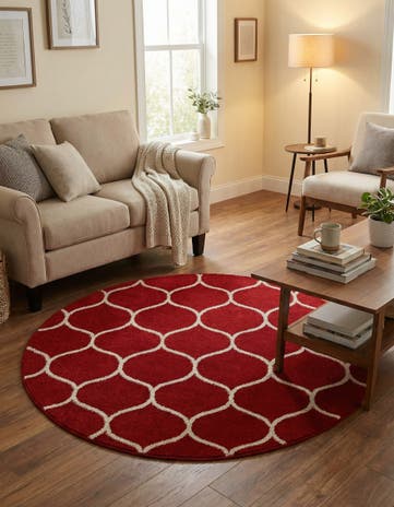 4' x 4' Lattice Frieze Round Rug