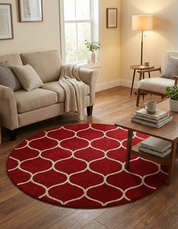 4' x 4' Lattice Frieze Round Rug