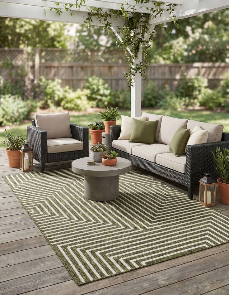 Detail image of  5' 3 x 8'  Washable Modern Indoor / Outdoor Rug