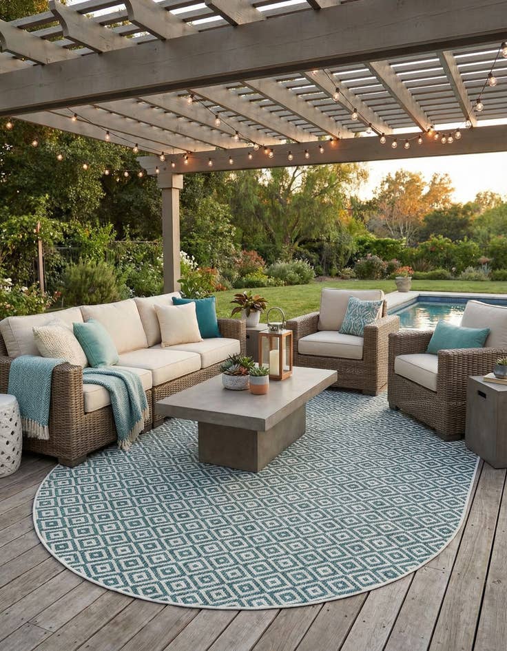Detail image of 7' 10 x 10' Easy-Clean Jill Zarin Costa Rica Indoor / Outdoor Oval Rug