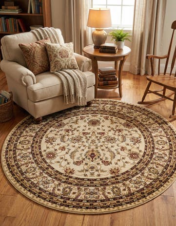 Cream Aditi Round Rug