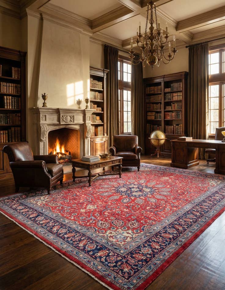 Detail image of 10' x 12' 7 Hand Knotted Sarough Persian Wool Rug