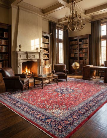 10' x 12' 7 Hand Knotted Sarough Persian Wool Rug