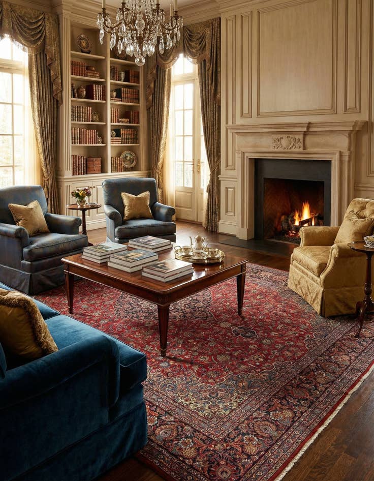 Detail image of 10' 1 x 11' 2  Hand Knotted Kashan Persian Wool Square Rug