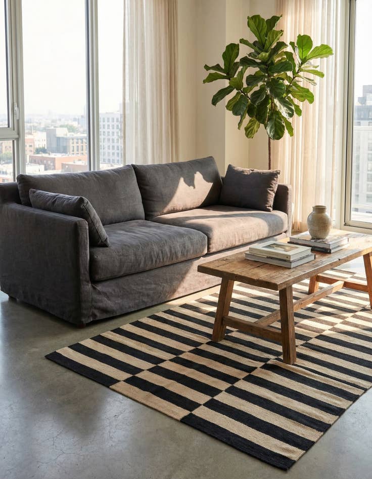 Detail image of 4' 2 x 6'  Hand Woven Kilim Modern Wool Rug