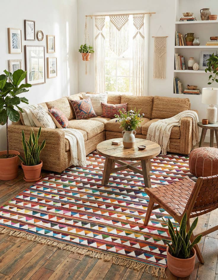 Detail image of  9' x 12'  Hand Woven Chindi Trellis Rug