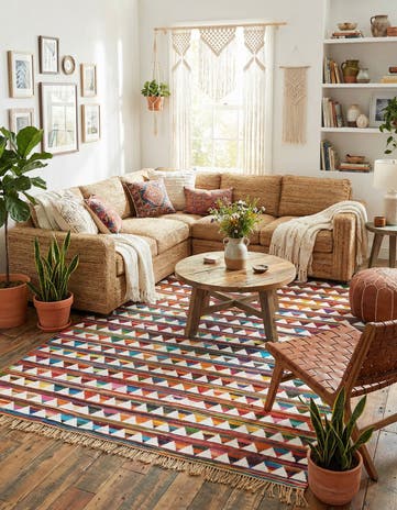 9' x 12' Hand Woven Chindi Trellis Rug