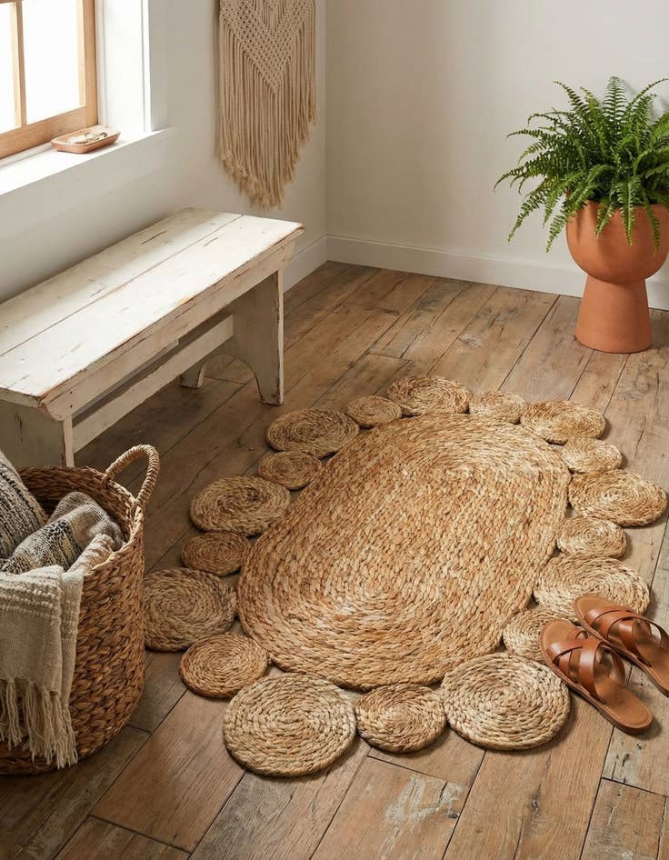 Detail image of  2' x 3' 1  Hand Braided Jute Oval Rug