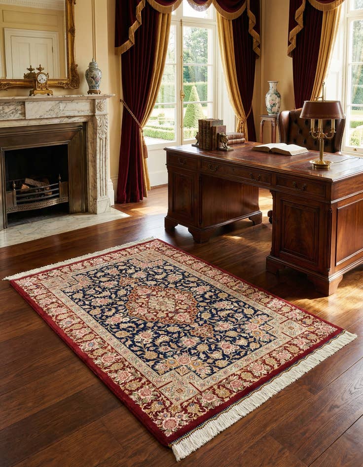 Detail image of 2' 7 x 4' Ghom Silk Rug