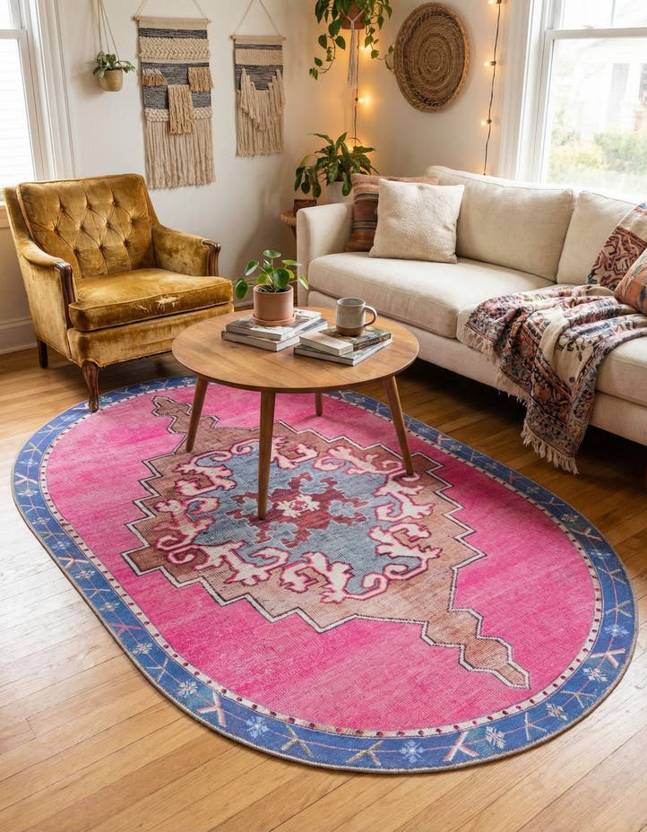 4' x 6' Washable Timeless Oval Rug