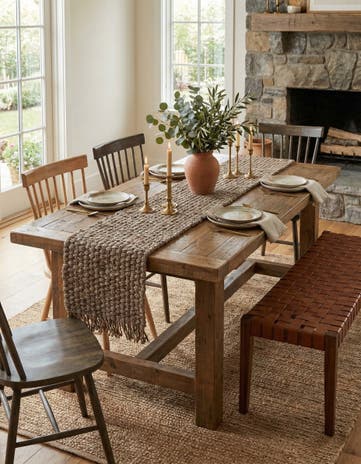Gray Hand Woven Chunky Jute Table Runner Rug