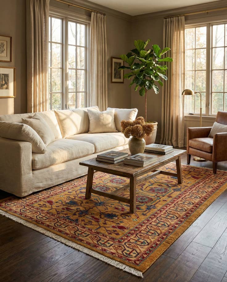 Detail image of 5' 1 x 6' 8 Hand Knotted Ziegler Wool Rug