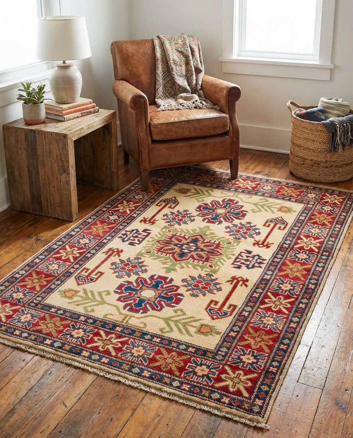3' 3 x 4' 10 Hand Knotted Kazak Rug