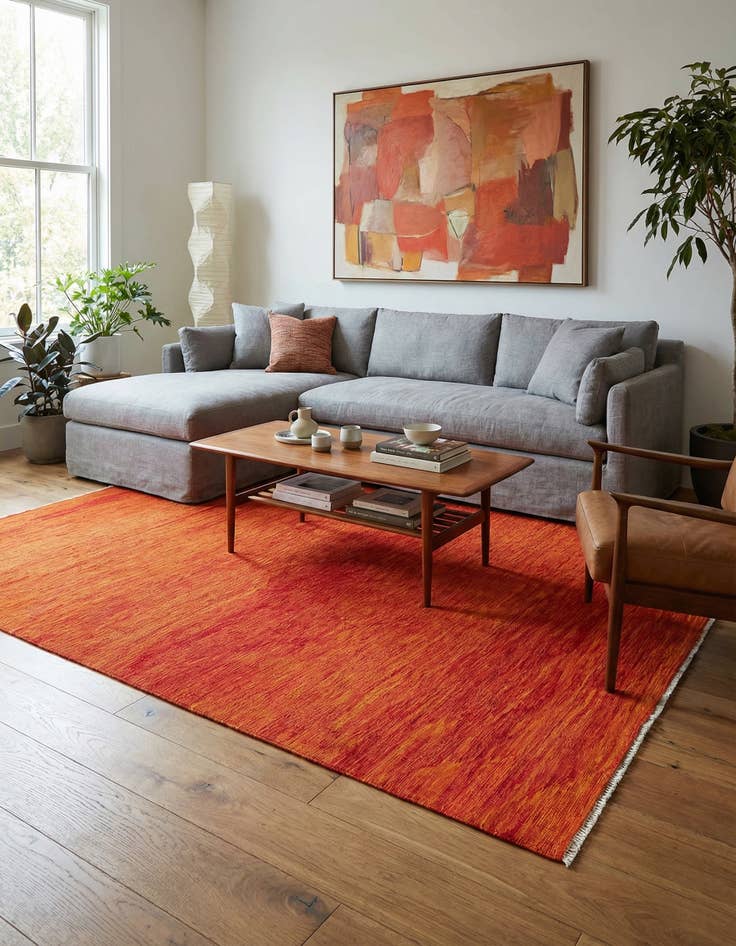 Detail image of 6' 9 x 9' 8  Hand Woven Kilim Modern Wool Rug