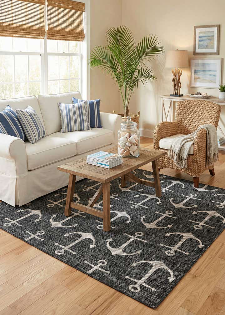 7' 10 x 7' 10 Easy-Clean Coastal Indoor / Outdoor Square Rug