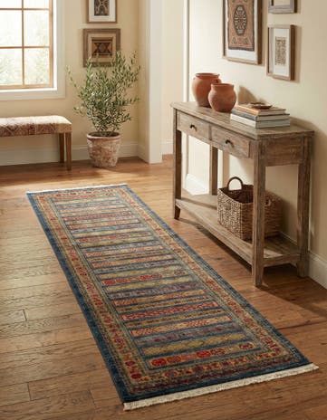 Blue Kashkuli Gabbeh Runner Rug