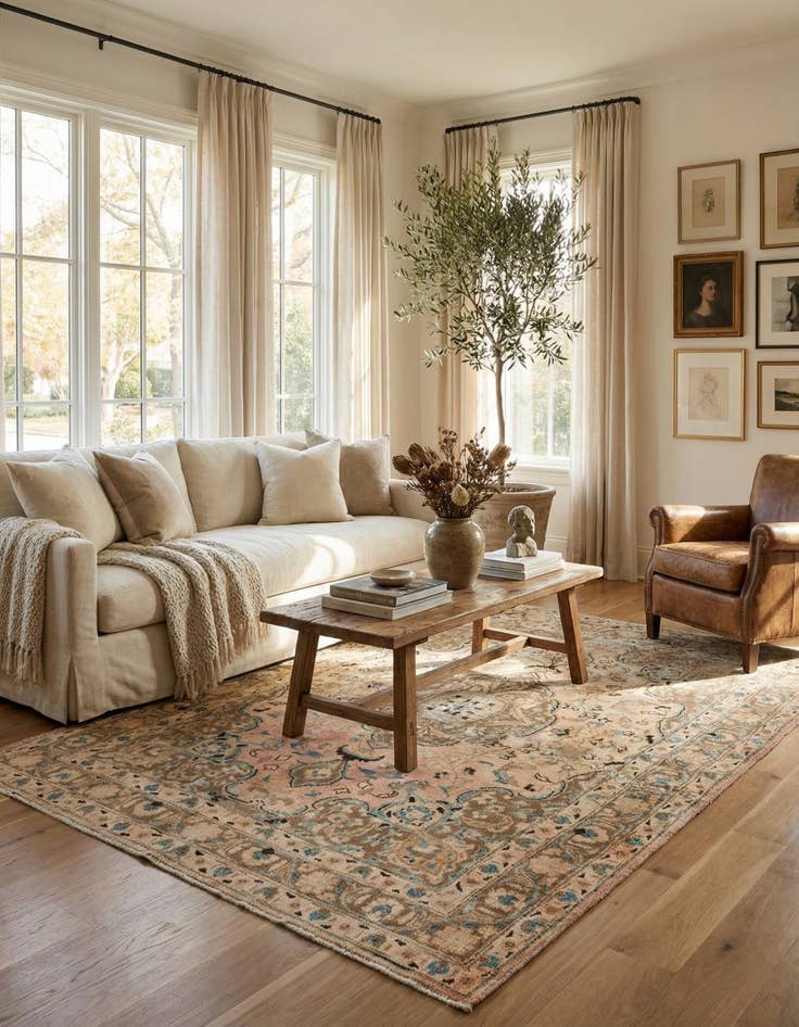 Detail image of 4' 7 x 6' 7  Hand Knotted Ultra Vintage Persian Wool Rug