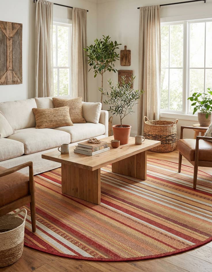 Detail image of 7' 10 x 7' 10  Washable Baja Indoor / Outdoor Round Rug