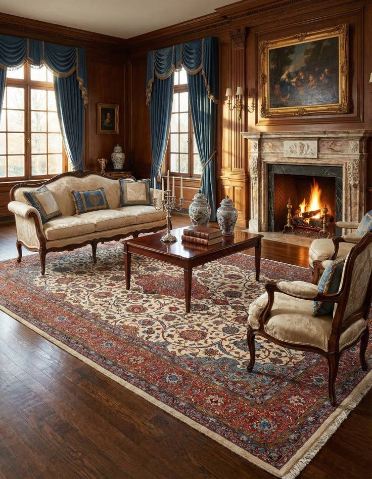 Detail image of 9' 3 x 12' 10 Kashan Rug