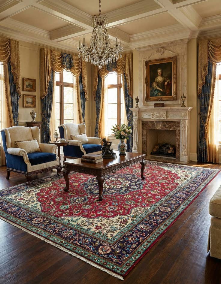 Detail image of  9' 10 x 13'  Hand Knotted Tabriz Persian Wool Rug