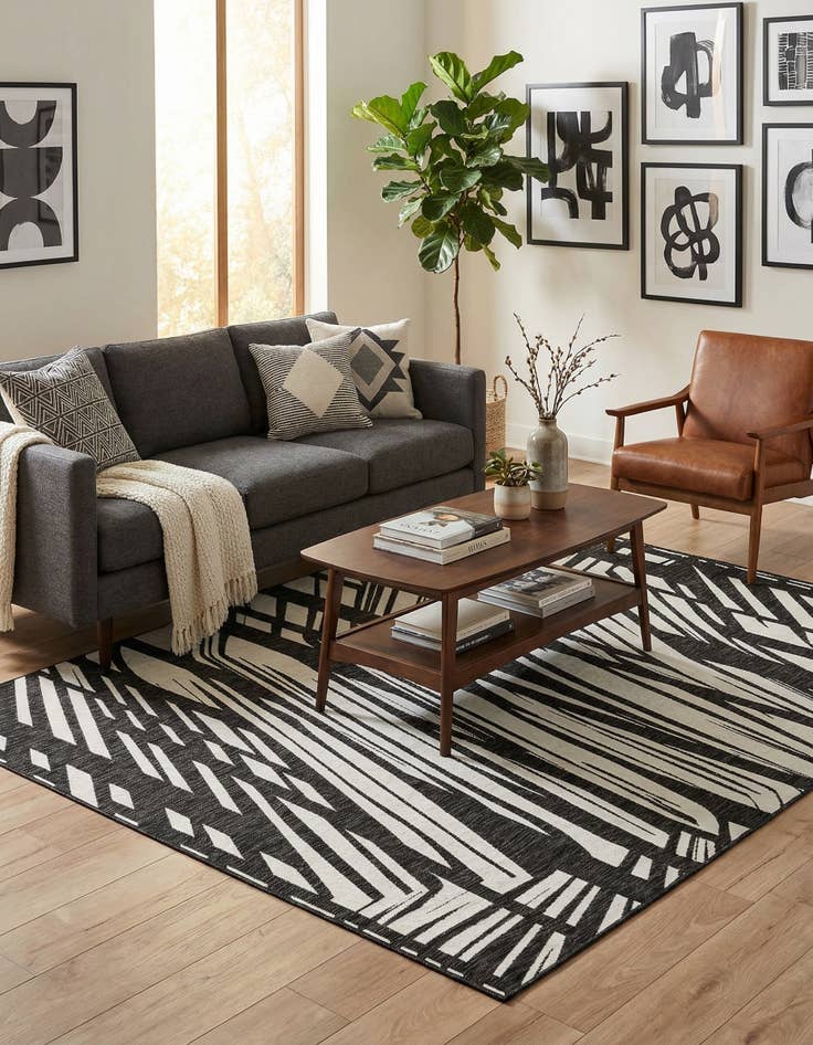 Detail image of 7' 10 x 10'  Washable Modern Indoor / Outdoor Rug