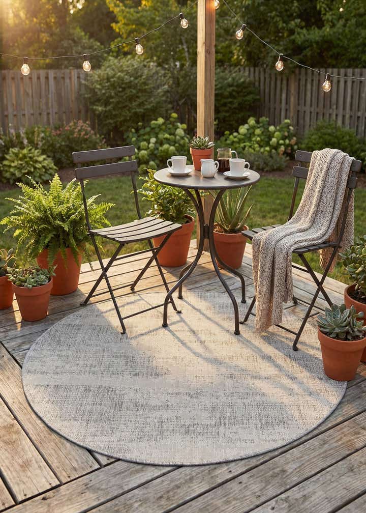 4' x 4' Easy-Clean Modern Indoor / Outdoor Round Rug