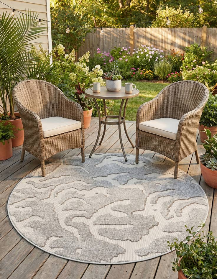 Detail image of 5' x 5'  Washable Sabrina Soto Indoor / Outdoor Round Rug