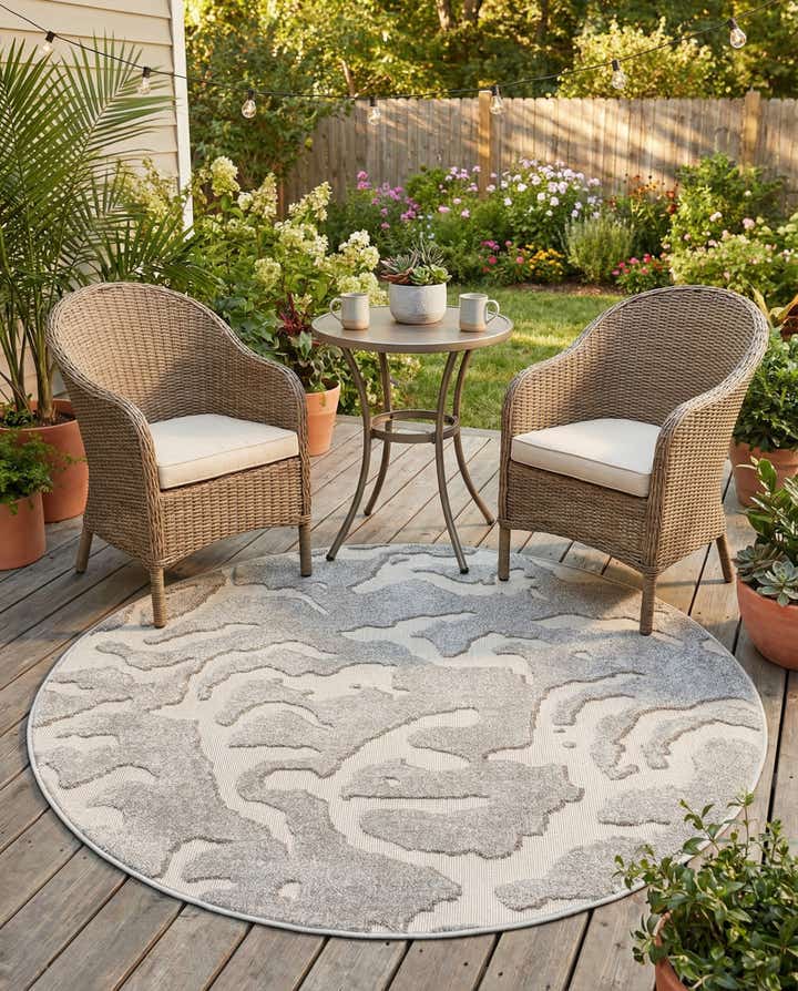 5' x 5' Easy-Clean Sabrina Soto Indoor / Outdoor Round Rug