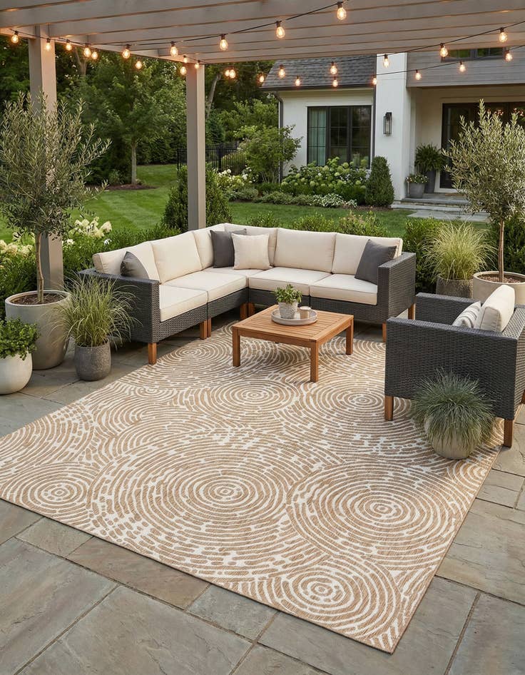 Detail image of 12' x 12'  Washable Modern Indoor / Outdoor Square Rug