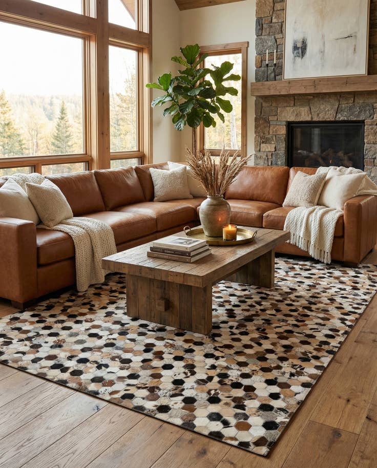 Detail image of 5' x 8' Cowhide - Patchwork Rug