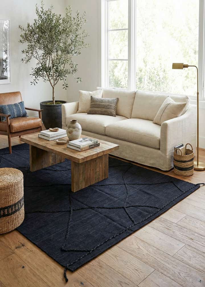 5' 8 x 8' Hand Knotted Moroccan Wool Rug