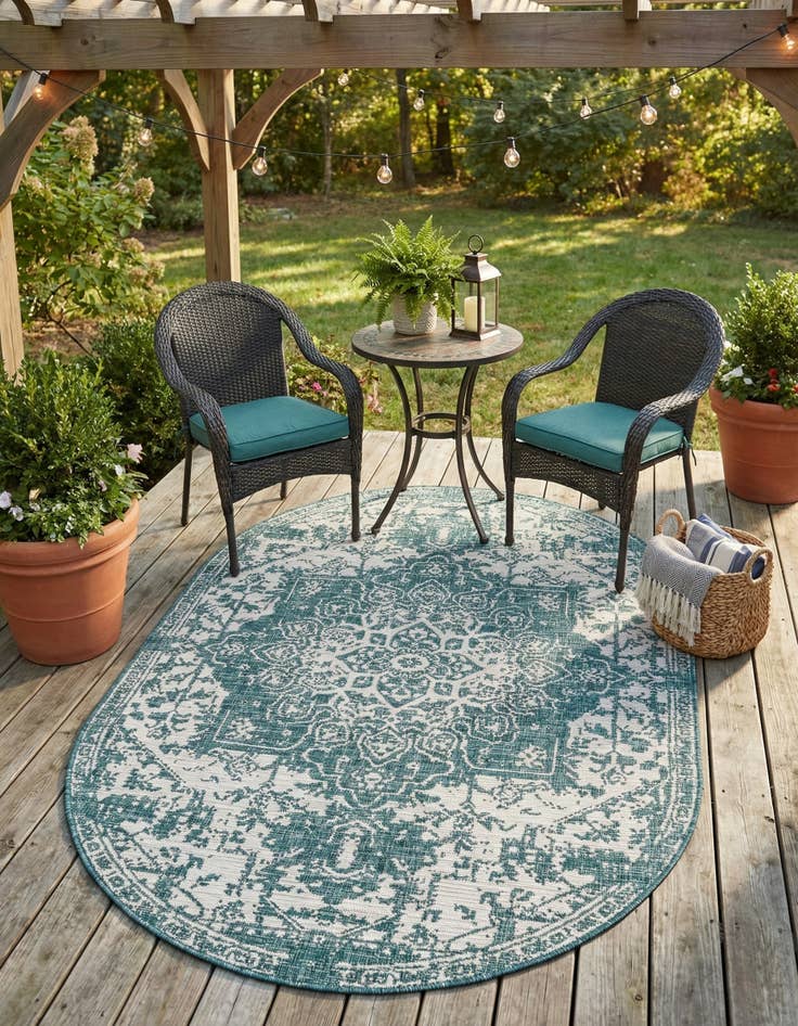 Detail image of 5' 3 x 8' Easy-Clean Jill Zarin Dubai Indoor / Outdoor Oval Rug