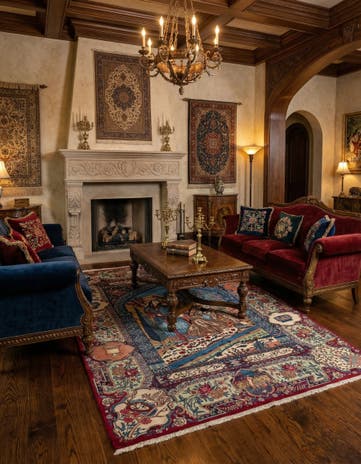 4' 11 x 7' 3 Kashmar with Silk Wool Rug