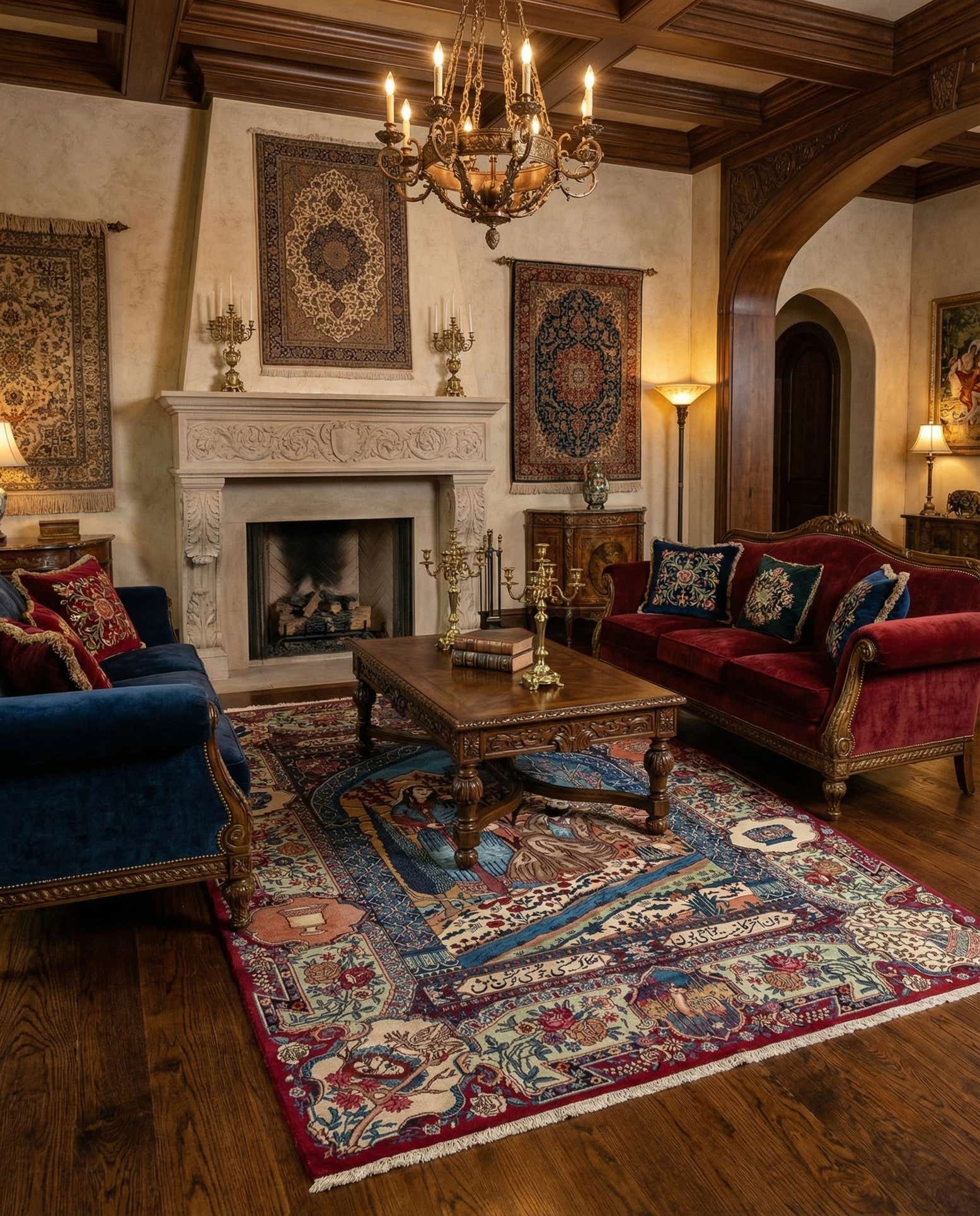 4' 11 x 7' 3 Kashmar with Silk Wool Rug