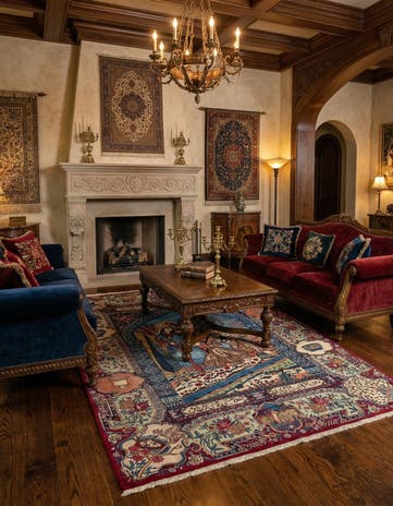 4' 11 x 7' 3 Kashmar with Silk Wool Rug