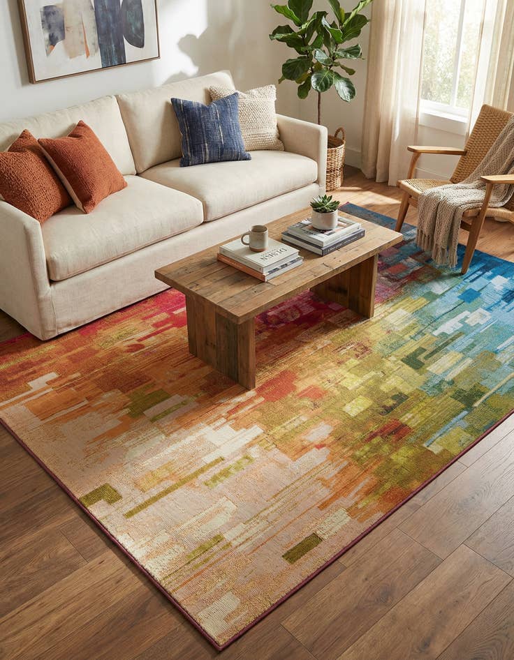 Detail image of 5' x 8'  Washable Modern Indoor / Outdoor Rug