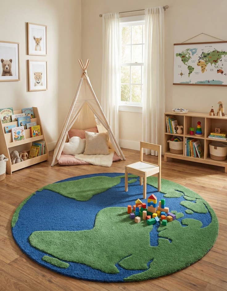 Detail image of 3' 1 x 3' 1 Playtime Kids Wool Freeform Rug